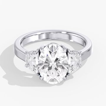 white gold engagement ring with large oval-cut diamond and side stones